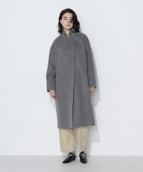 K.T KIYOKO TAKASE（キヨコタカセ）の「リサイクルアンゴラウール ロングチェスターコート（チェスターコート・レディース・チャコール/ブラック・7号/9号）」の10枚目の写真