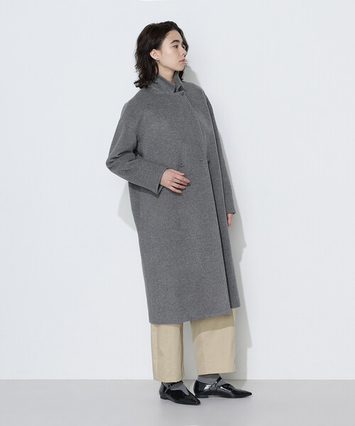 K.T KIYOKO TAKASE（キヨコタカセ）の「リサイクルアンゴラウール ロングチェスターコート（チェスターコート・レディース・チャコール/ブラック・7号/9号）」の11枚目の写真