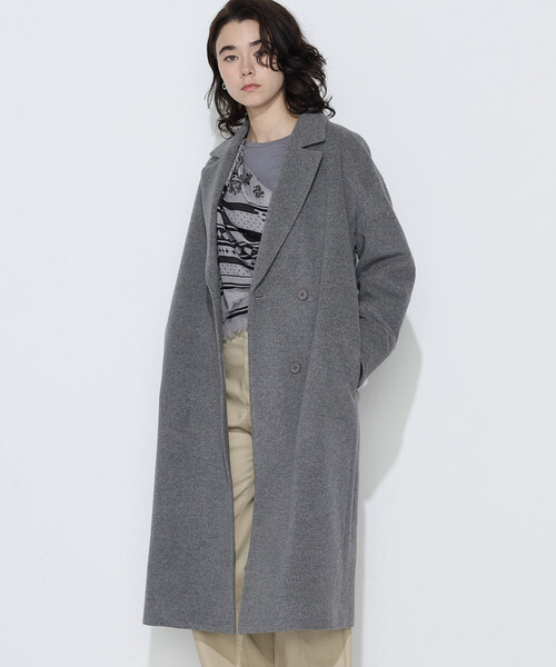 K.T KIYOKO TAKASE（キヨコタカセ）の「リサイクルアンゴラウール ロングチェスターコート（チェスターコート・レディース・チャコール/ブラック・7号/9号）」の13枚目の写真