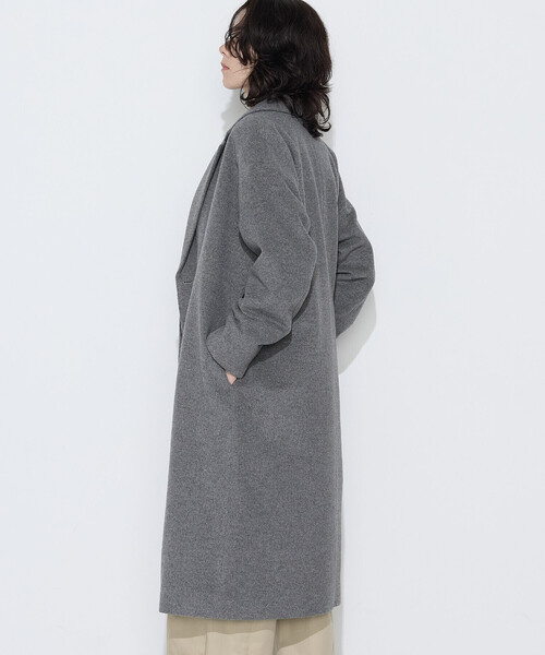 K.T KIYOKO TAKASE（キヨコタカセ）の「リサイクルアンゴラウール ロングチェスターコート（チェスターコート・レディース・チャコール/ブラック・7号/9号）」の14枚目の写真