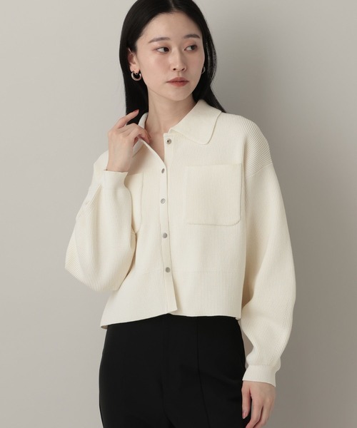 A part by（アパートバイ）の「エリツキニットカーディガン（カーディガン/ボレロ・レディース・グリーン系その他4/ネイビー/アイボリー・FREE）」の7枚目の写真