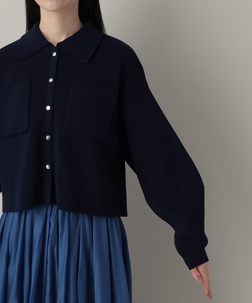 A part by（アパートバイ）の「エリツキニットカーディガン（カーディガン/ボレロ・レディース・グリーン系その他4/ネイビー/アイボリー・FREE）」の9枚目の写真