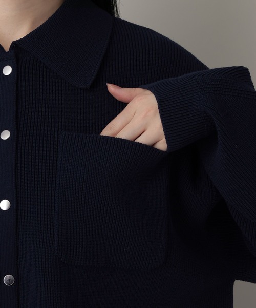 A part by（アパートバイ）の「エリツキニットカーディガン（カーディガン/ボレロ・レディース・グリーン系その他4/ネイビー/アイボリー・FREE）」の11枚目の写真