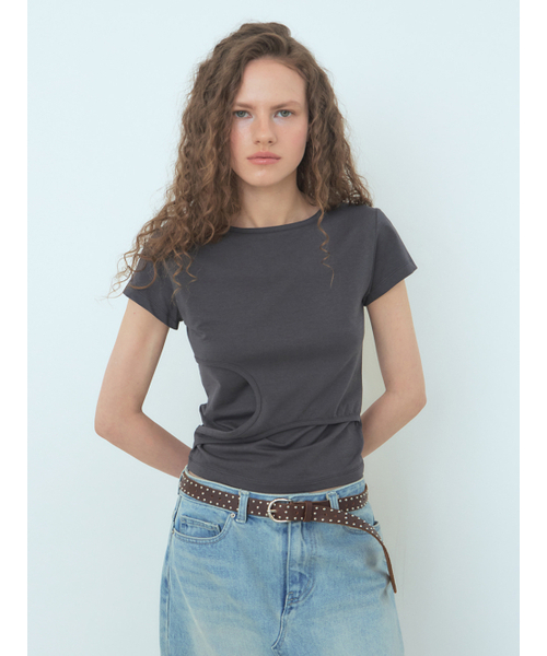 ETMON(エトモン)の「Cutting Layered T-Shirt Charcoal(Tシャツ/カットソー・レディース・その他・FREE)」の2枚目の写真