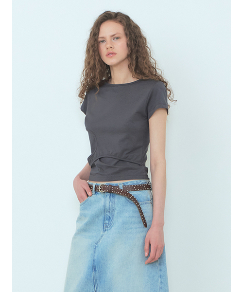 ETMON(エトモン)の「Cutting Layered T-Shirt Charcoal(Tシャツ/カットソー・レディース・その他・FREE)」の5枚目の写真