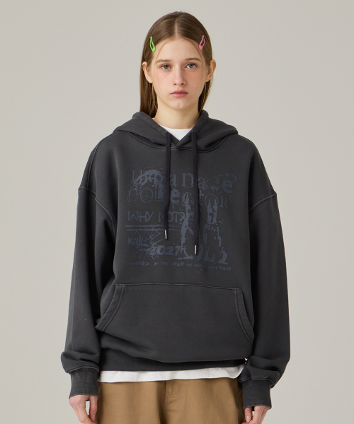URBANAGE(アーバンエイジ)の「COLLECTOR ピグメントオーバーフードチャコール(パーカー・レディース・その他・LARGE/MEDIUM)」の3枚目の写真