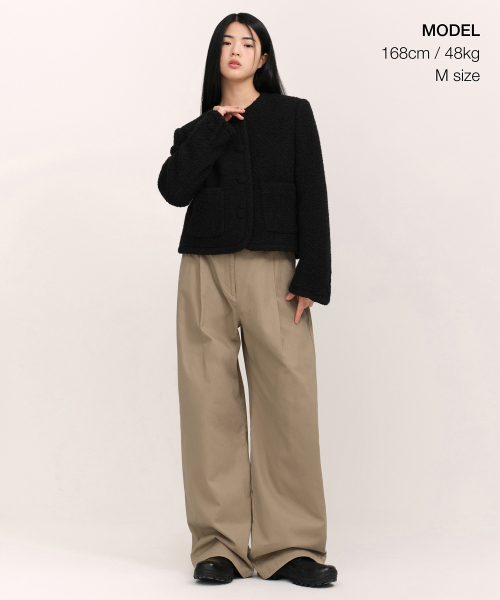 MUSINSA STANDARD WOMAN（ムシンサスタンダードウーマン）の「ウィメンズウールブレンドブークルツイードジャケット[ブラック]（テーラードジャケット・レディース・その他・SMALL/MEDIUM/LARGE/X-SMALL）」の2枚目の写真