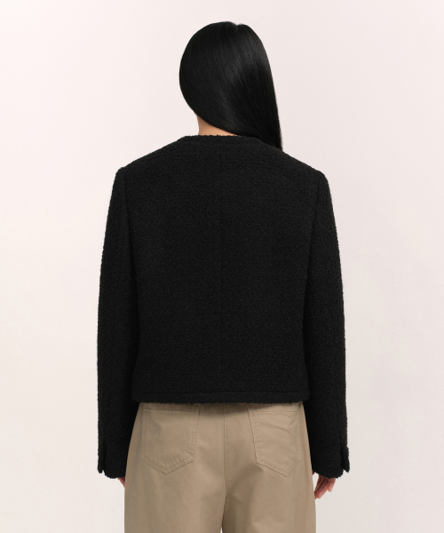 MUSINSA STANDARD WOMAN（ムシンサスタンダードウーマン）の「ウィメンズウールブレンドブークルツイードジャケット[ブラック]（テーラードジャケット・レディース・その他・SMALL/MEDIUM/LARGE/X-SMALL）」の3枚目の写真