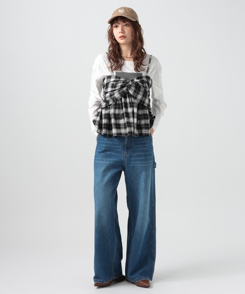 BAYFLOW（ベイフロー）の「Feels FLOWチェックキャミ（キャミソール・レディース・アイボリー/ブラック・FREE）」の3枚目の写真