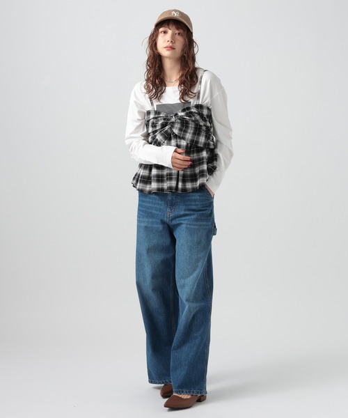 BAYFLOW（ベイフロー）の「Feels FLOWチェックキャミ（キャミソール・レディース・アイボリー/ブラック・FREE）」の4枚目の写真