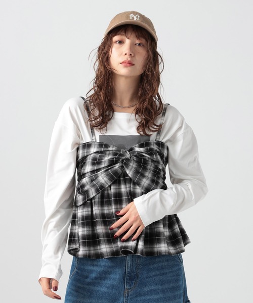 BAYFLOW（ベイフロー）の「Feels FLOWチェックキャミ（キャミソール・レディース・アイボリー/ブラック・FREE）」の8枚目の写真