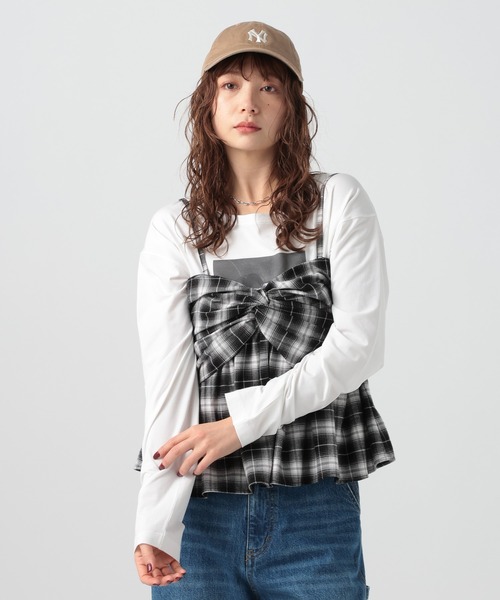 BAYFLOW（ベイフロー）の「Feels FLOWチェックキャミ（キャミソール・レディース・アイボリー/ブラック・FREE）」の7枚目の写真