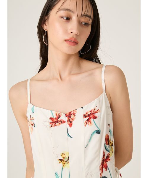 FRAY I.D（フレイアイディー）の「【00サイズあり】ボタニカルアシメパターンキャミワンピース（ワンピース・レディース・ホワイト/イエロー/ネイビー・0/1/00）」の13枚目の写真