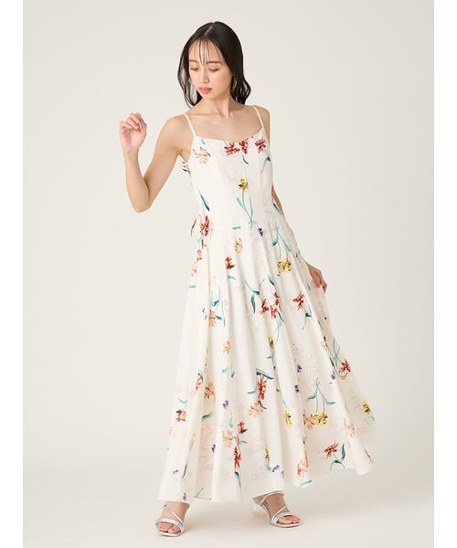 FRAY I.D（フレイアイディー）の「【00サイズあり】ボタニカルアシメパターンキャミワンピース（ワンピース・レディース・ホワイト/イエロー/ネイビー・0/1/00）」の9枚目の写真