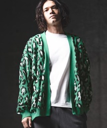 GLIMCLAP | mcg3764-Leopard Jacquard Knit Cardigan ニットカーディガン(201-013-gls-cg)(カーディガン/ボレロ)