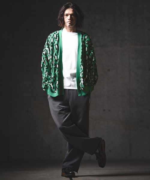 GLIMCLAP（グリムクラップ）の「mcg3764-Leopard Jacquard Knit Cardigan ニットカーディガン(201-013-gls-cg)（カーディガン/ボレロ・メンズ・グレー/ラベンダー/ベージュ/グリーン・L/M/S）」の8枚目の写真
