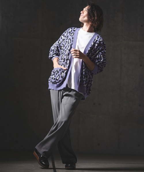 GLIMCLAP（グリムクラップ）の「mcg3764-Leopard Jacquard Knit Cardigan ニットカーディガン(201-013-gls-cg)（カーディガン/ボレロ・メンズ・グレー/ラベンダー/ベージュ/グリーン・L/M/S）」の13枚目の写真