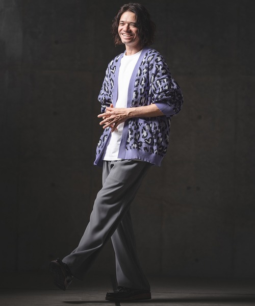 GLIMCLAP（グリムクラップ）の「mcg3764-Leopard Jacquard Knit Cardigan ニットカーディガン(201-013-gls-cg)（カーディガン/ボレロ・メンズ・グレー/ラベンダー/ベージュ/グリーン・L/M/S）」の14枚目の写真