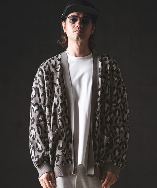 GLIMCLAP（グリムクラップ）の「mcg3764-Leopard Jacquard Knit Cardigan ニットカーディガン(201-013-gls-cg)（カーディガン/ボレロ・メンズ・グレー/ラベンダー/ベージュ/グリーン・L/M/S）」の15枚目の写真