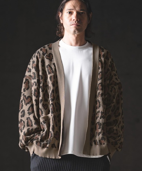 GLIMCLAP（グリムクラップ）の「mcg3764-Leopard Jacquard Knit Cardigan ニットカーディガン(201-013-gls-cg)（カーディガン/ボレロ・メンズ・グレー/ラベンダー/ベージュ/グリーン・L/M/S）」の21枚目の写真
