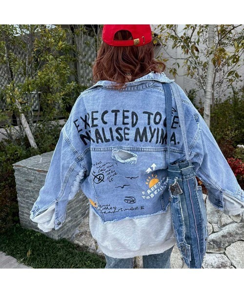 Flugge（フラッジー）の「ダメージpaintデニムジャケット（デニムジャケット・レディース・ブルー・FREE）」の4枚目の写真