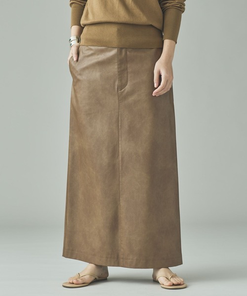 Curensology（カレンソロジー）の「Curensology(カレンソロジー)/ヴィンテージフェイクレザースカート（スカート・レディース・キャメル/ブラック・FREE）」の12枚目の写真