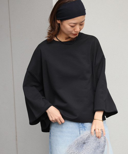 JOURNAL STANDARD relume(ジャーナルスタンダード レリューム)の「《WEB限定追加》バイオミニ裏毛ルーズプルオーバー(Tシャツ/カットソー・レディース・ブラック/チャコールグレー・FREE)」の7枚目の写真