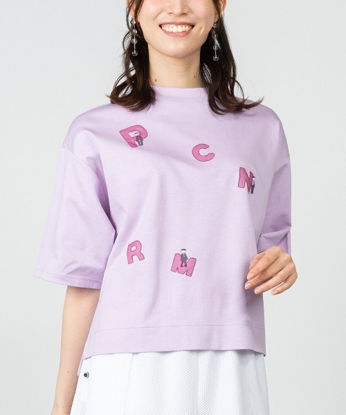 STUDIO PICONE(スタジオピッコーネ)の「オーガンジー刺繍UVプルオーバー(Tシャツ/カットソー・レディース・ホワイト/ライトグリーン/ブラウン/ライトパープル・LL/L/M)」の1枚目の写真