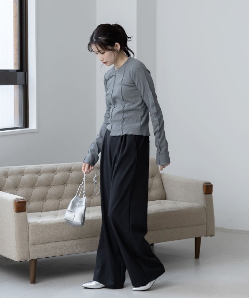 slattgir(スラットジール)の「高身長 パイピングデザインワイドパンツ(トールサイズ)Essenave(その他パンツ・レディース・ベージュ/ブラック・TM/TL/TLL/T3L)」の18枚目の写真