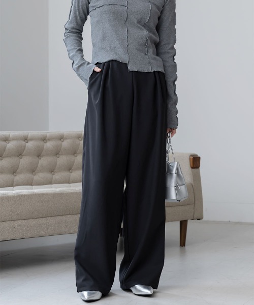 slattgir(スラットジール)の「高身長 パイピングデザインワイドパンツ(トールサイズ)Essenave(その他パンツ・レディース・ベージュ/ブラック・TM/TL/TLL/T3L)」の20枚目の写真