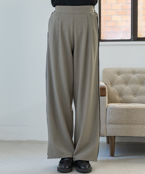 slattgir(スラットジール)の「高身長 パイピングデザインワイドパンツ(トールサイズ)Essenave(その他パンツ・レディース・ベージュ/ブラック・TM/TL/TLL/T3L)」の14枚目の写真