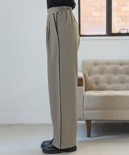 slattgir(スラットジール)の「高身長 パイピングデザインワイドパンツ(トールサイズ)Essenave(その他パンツ・レディース・ベージュ/ブラック・TM/TL/TLL/T3L)」の15枚目の写真