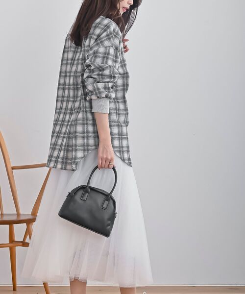 rps（アールピーエス）の「リブ使いバンドカラーチェックシャツ（シャツ/ブラウス・レディース・ブラウン/ブラック・フリー）」の6枚目の写真