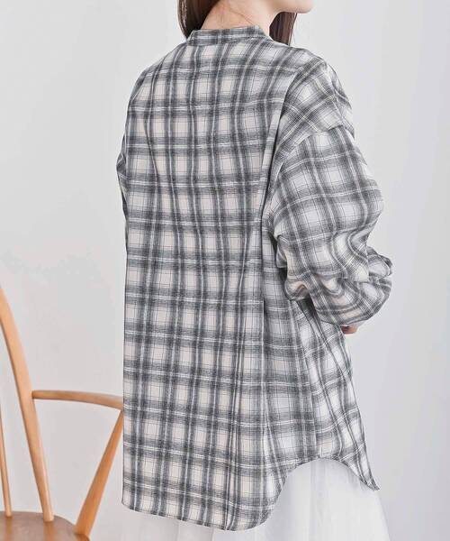 rps（アールピーエス）の「リブ使いバンドカラーチェックシャツ（シャツ/ブラウス・レディース・ブラウン/ブラック・フリー）」の9枚目の写真