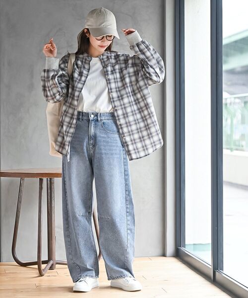 rps（アールピーエス）の「リブ使いバンドカラーチェックシャツ（シャツ/ブラウス・レディース・ブラウン/ブラック・フリー）」の11枚目の写真