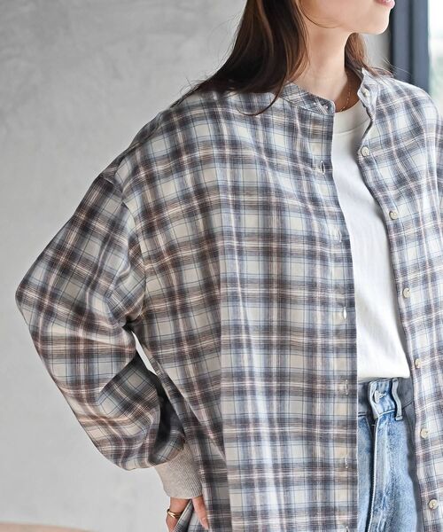 rps（アールピーエス）の「リブ使いバンドカラーチェックシャツ（シャツ/ブラウス・レディース・ブラウン/ブラック・フリー）」の15枚目の写真