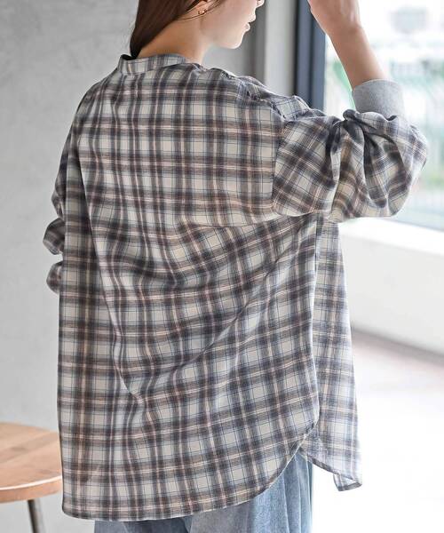 rps（アールピーエス）の「リブ使いバンドカラーチェックシャツ（シャツ/ブラウス・レディース・ブラウン/ブラック・フリー）」の16枚目の写真