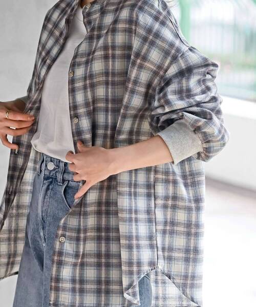 rps（アールピーエス）の「リブ使いバンドカラーチェックシャツ（シャツ/ブラウス・レディース・ブラウン/ブラック・フリー）」の17枚目の写真