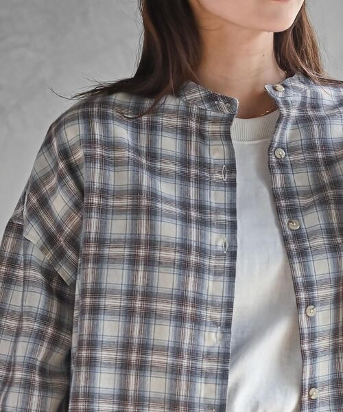 rps（アールピーエス）の「リブ使いバンドカラーチェックシャツ（シャツ/ブラウス・レディース・ブラウン/ブラック・フリー）」の18枚目の写真