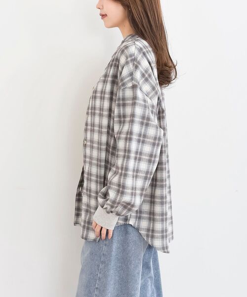 rps（アールピーエス）の「リブ使いバンドカラーチェックシャツ（シャツ/ブラウス・レディース・ブラウン/ブラック・フリー）」の19枚目の写真