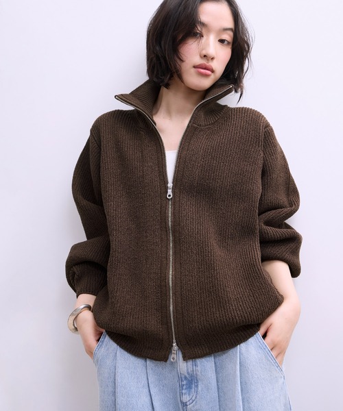 WEB限定】・【サステナブル】ミックスヤーンジップカーディガン