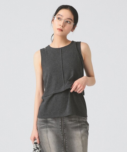 Ray BEAMS（レイビームス）の「【8/6 再値下げ】カットアウト レイヤード ノースリーブ（Tシャツ/カットソー・レディース・ライトブルー/チャコールグレー・ONE SIZE）」の6枚目の写真