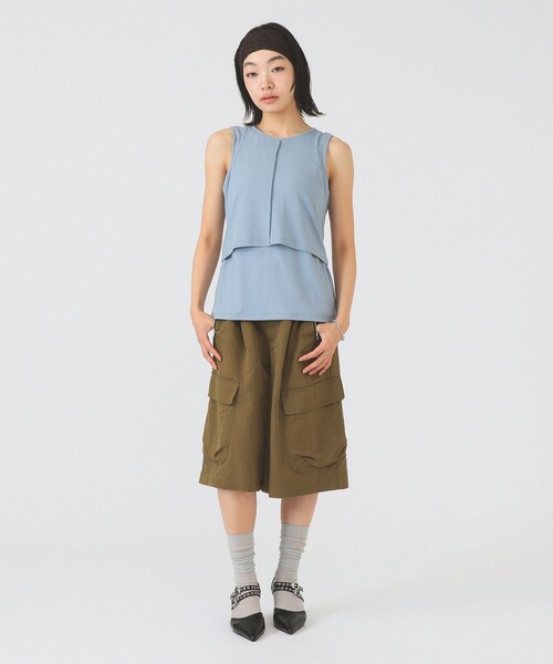Ray BEAMS（レイビームス）の「【8/6 再値下げ】カットアウト レイヤード ノースリーブ（Tシャツ/カットソー・レディース・ライトブルー/チャコールグレー・ONE SIZE）」の7枚目の写真
