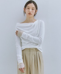 Obis＆（オビスアンド）の「袖レイヤードドレープトップス（Tシャツ/カットソー）」