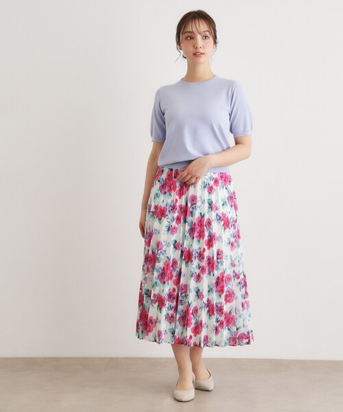 LAURA ASHLEY(ローラアシュレイ)の「【洗える/5分袖/同素材アイテムあり】ソフトタッチ プルオーバーニット(ニット/セーター・レディース・オフホワイト/サックスブルー・38/40)」の8枚目の写真