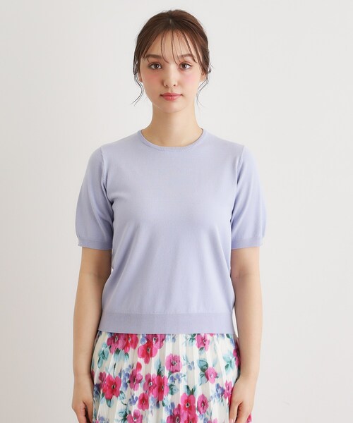 LAURA ASHLEY(ローラアシュレイ)の「【洗える/5分袖/同素材アイテムあり】ソフトタッチ プルオーバーニット(ニット/セーター・レディース・オフホワイト/サックスブルー・38/40)」の11枚目の写真