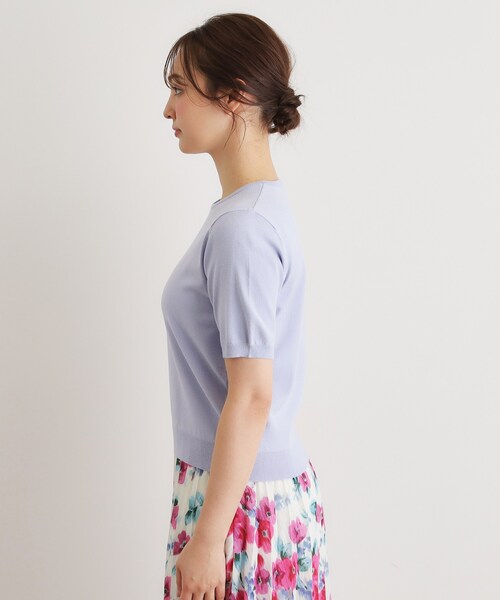 LAURA ASHLEY(ローラアシュレイ)の「【洗える/5分袖/同素材アイテムあり】ソフトタッチ プルオーバーニット(ニット/セーター・レディース・オフホワイト/サックスブルー・38/40)」の12枚目の写真