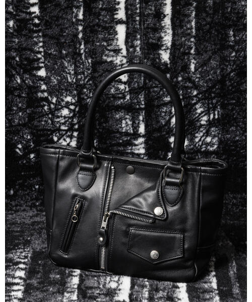 schott（ショット）の「Schott(ショット) MINI RIDERS TOTE BAG/ミニ ライダース トートバッグ（トートバッグ・メンズ・ブラック・F）」の2枚目の写真