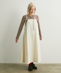 サイドリボンステッチキャミワンピース