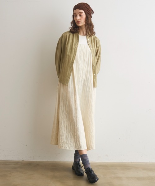 Crisp（クリスプ）の「サイドリボンステッチキャミワンピース（ワンピース・レディース・グレー/アイボリー・FREE）」の2枚目の写真